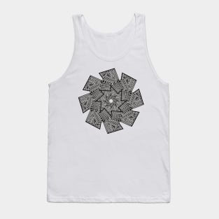 Geometric Pinwheel - Intricate Black and White Digital Illustration, Vibrant and Eye-catching Design, Perfect gift idea for printing on shirts, wall art, home decor, stationary, phone cases and more. Tank Top